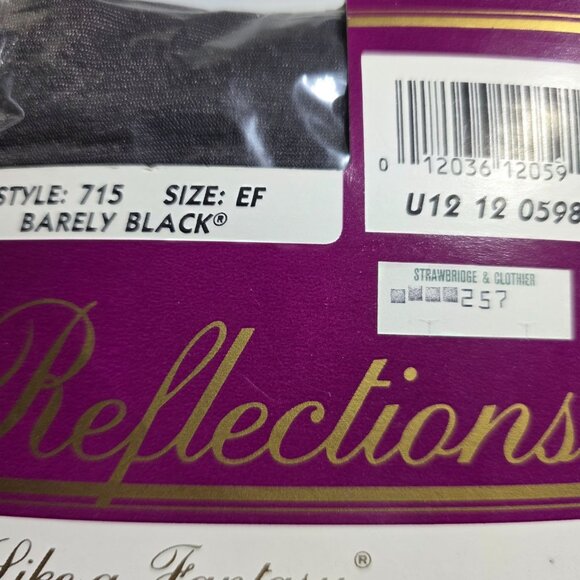 Hanes Silk Reflections Sandalfoot Barely Black Pantyhose Size EF Nylon Spandex - Picture 3 of 4